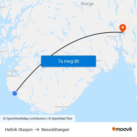 Hellvik Stasjon to Nesoddtangen map