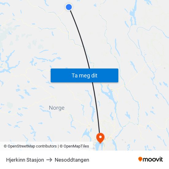 Hjerkinn Stasjon to Nesoddtangen map