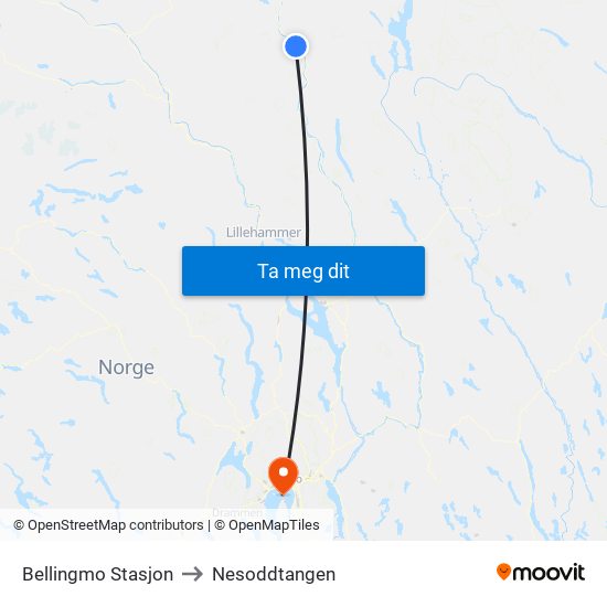 Bellingmo Stasjon to Nesoddtangen map