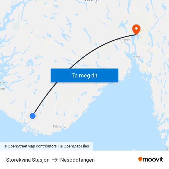 Storekvina Stasjon to Nesoddtangen map