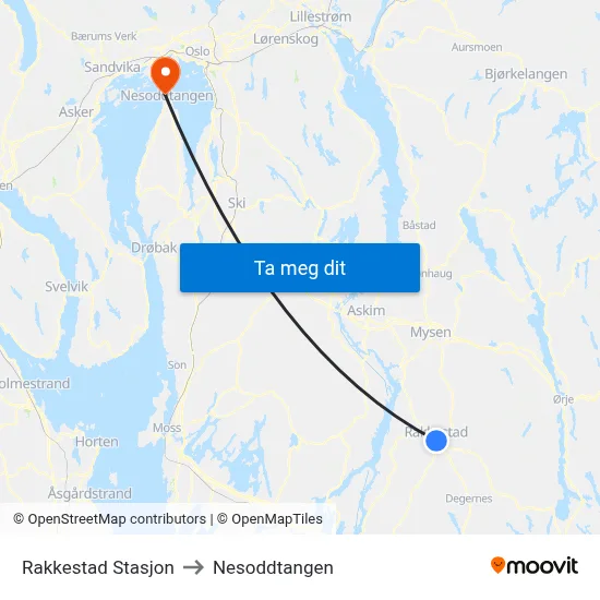Rakkestad Stasjon to Nesoddtangen map
