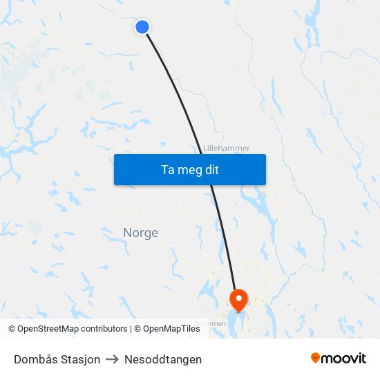 Dombås Stasjon to Nesoddtangen map