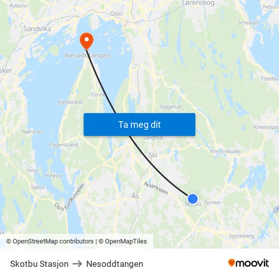 Skotbu Stasjon to Nesoddtangen map