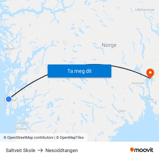 Saltveit Skole to Nesoddtangen map