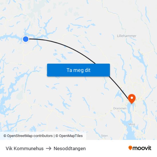 Vik Kommunehus to Nesoddtangen map