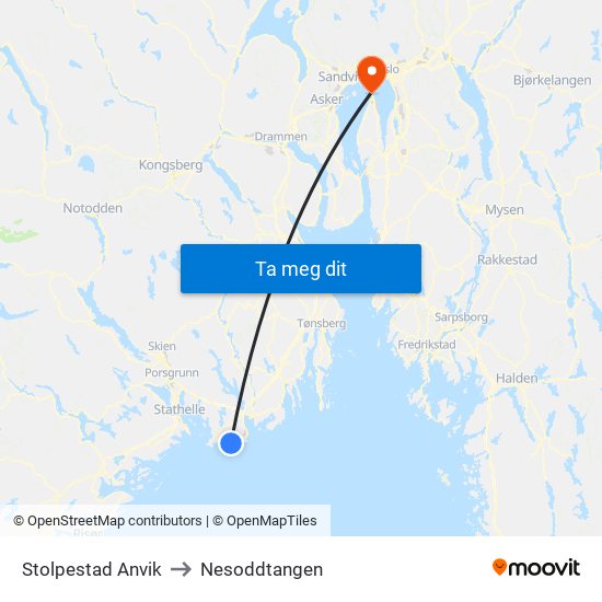 Stolpestad Anvik to Nesoddtangen map