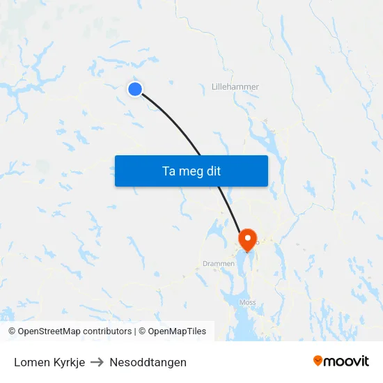 Lomen Kyrkje to Nesoddtangen map