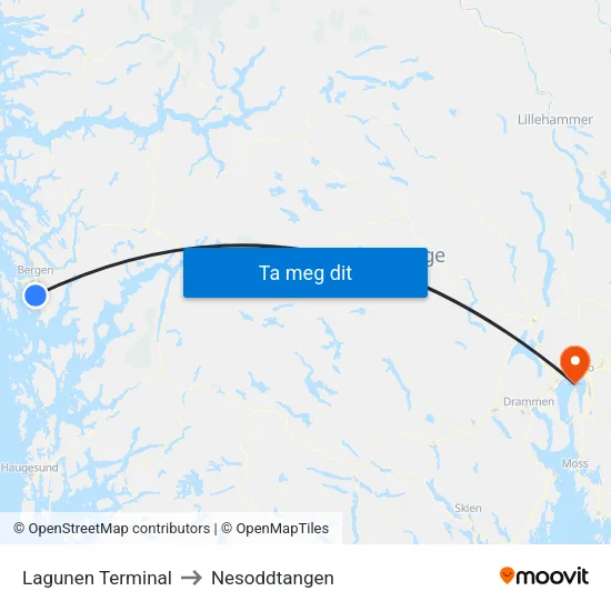 Lagunen Terminal to Nesoddtangen map