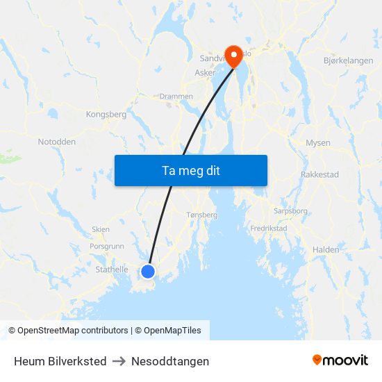 Heum Bilverksted to Nesoddtangen map