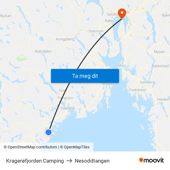 Kragerøfjorden Camping to Nesoddtangen map