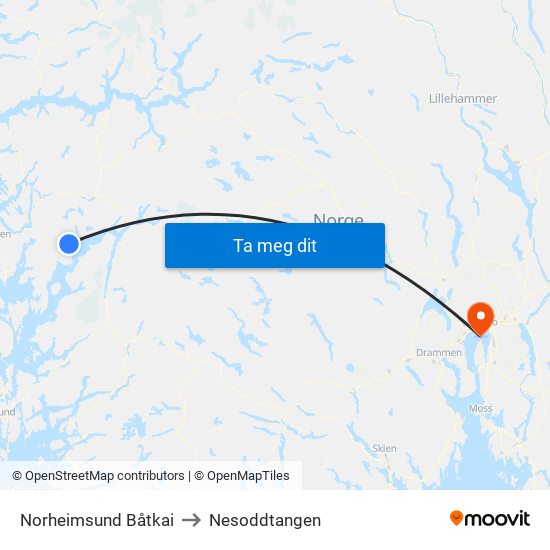 Norheimsund Båtkai to Nesoddtangen map