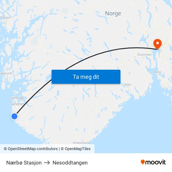 Nærbø Stasjon to Nesoddtangen map