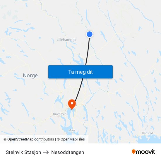 Steinvik Stasjon to Nesoddtangen map