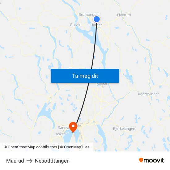 Maurud to Nesoddtangen map