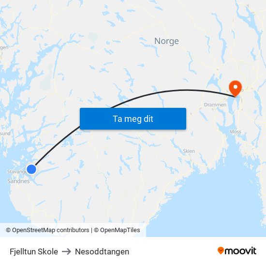 Fjelltun Skole to Nesoddtangen map