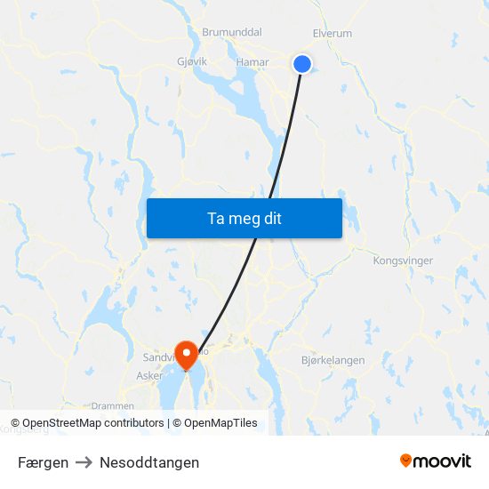 Færgen to Nesoddtangen map