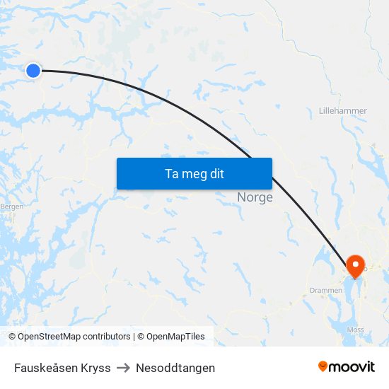 Fauskeåsen Kryss to Nesoddtangen map