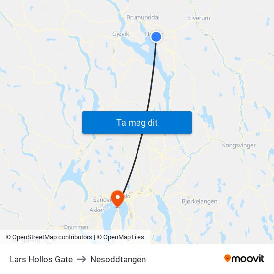 Lars Hollos Gate to Nesoddtangen map