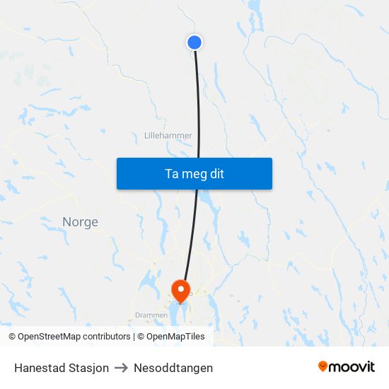 Hanestad Stasjon to Nesoddtangen map