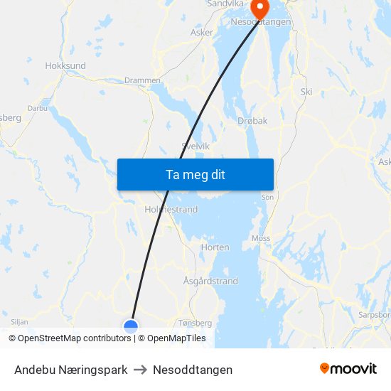 Andebu Næringspark to Nesoddtangen map