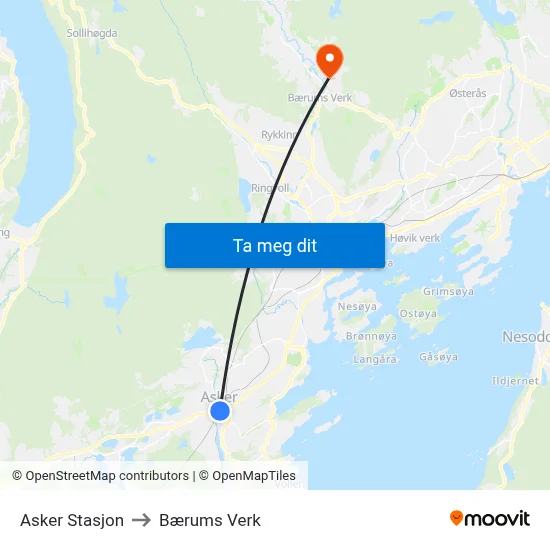 Asker Stasjon to Bærums Verk map