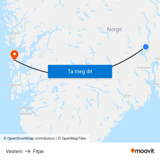 Vestern to Fitjar map