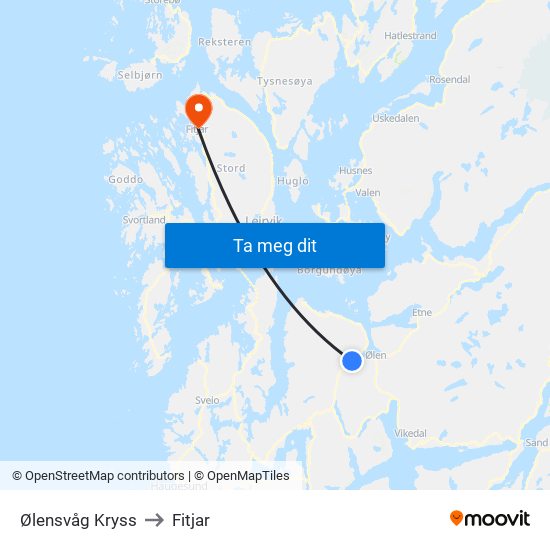 Ølensvåg Kryss to Fitjar map