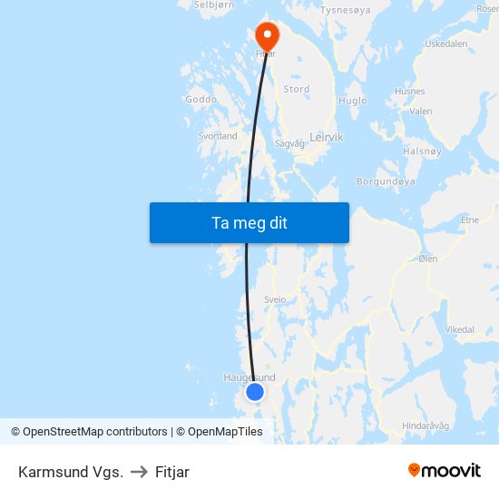 Karmsund Vgs. to Fitjar map