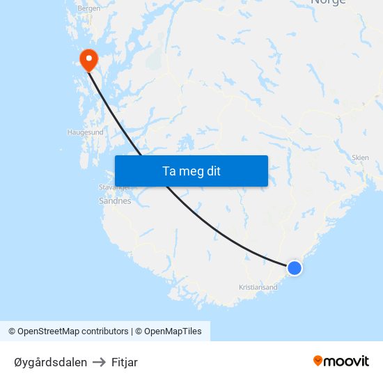 Øygårdsdalen to Fitjar map