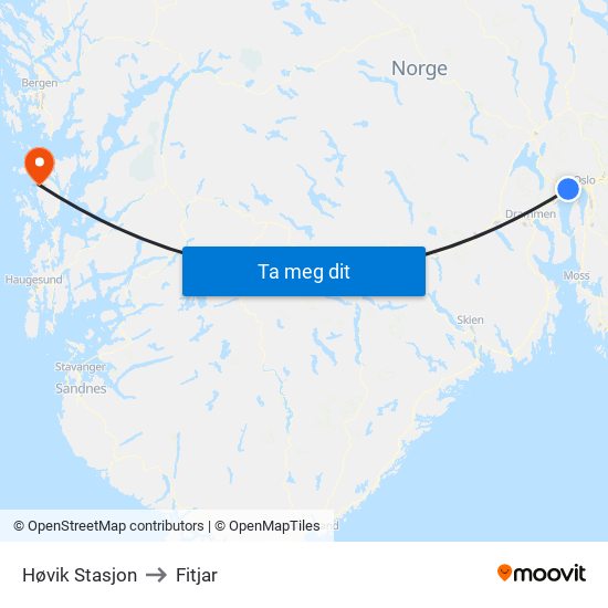 Høvik Stasjon to Fitjar map