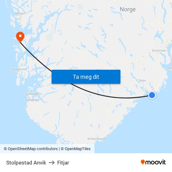 Stolpestad Anvik to Fitjar map