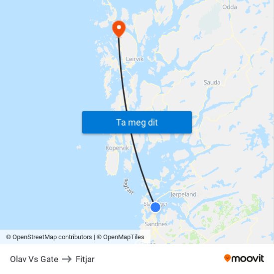 Olav Vs Gate to Fitjar map