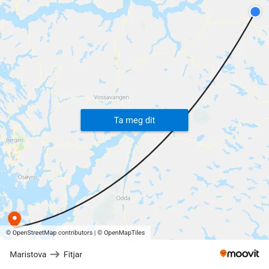 Maristova to Fitjar map