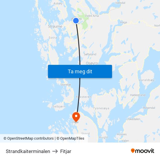 Strandkaiterminalen to Fitjar map