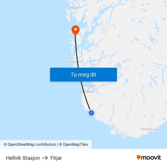 Hellvik Stasjon to Fitjar map