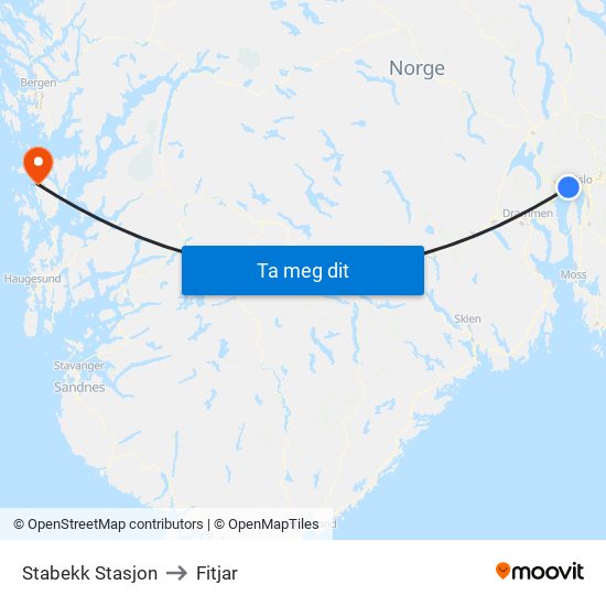 Stabekk Stasjon to Fitjar map