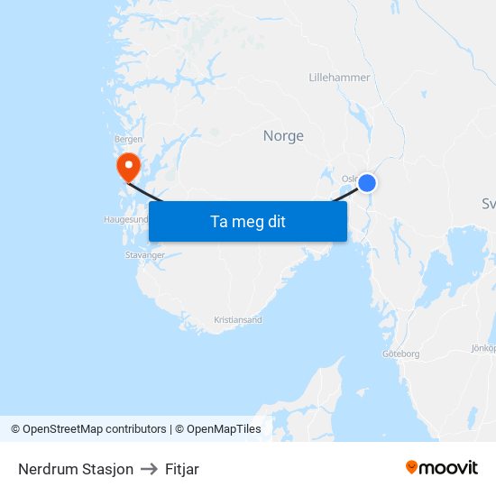 Nerdrum Stasjon to Fitjar map