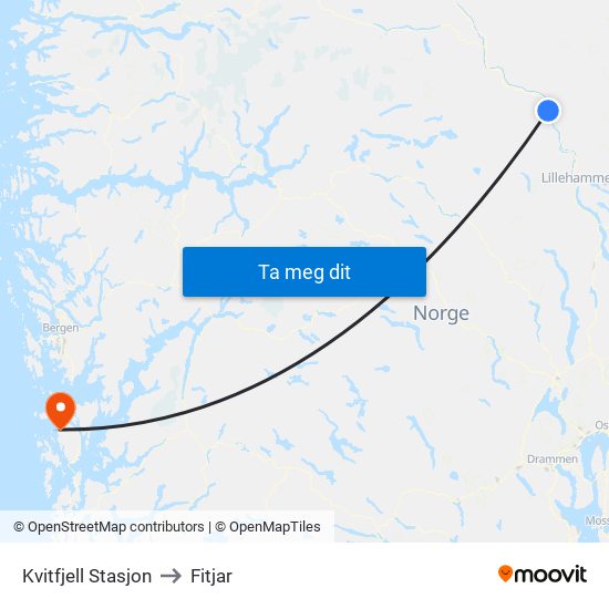 Kvitfjell Stasjon to Fitjar map
