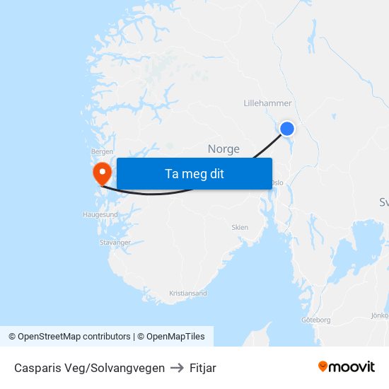 Casparis Veg/Solvangvegen to Fitjar map