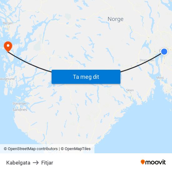 Kabelgata to Fitjar map