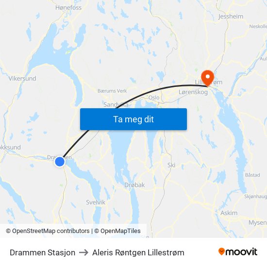 Drammen Stasjon to Aleris Røntgen Lillestrøm map