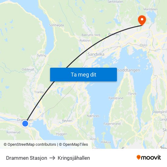 Drammen Stasjon to Kringsjåhallen map