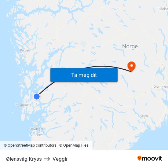 Ølensvåg Kryss to Veggli map