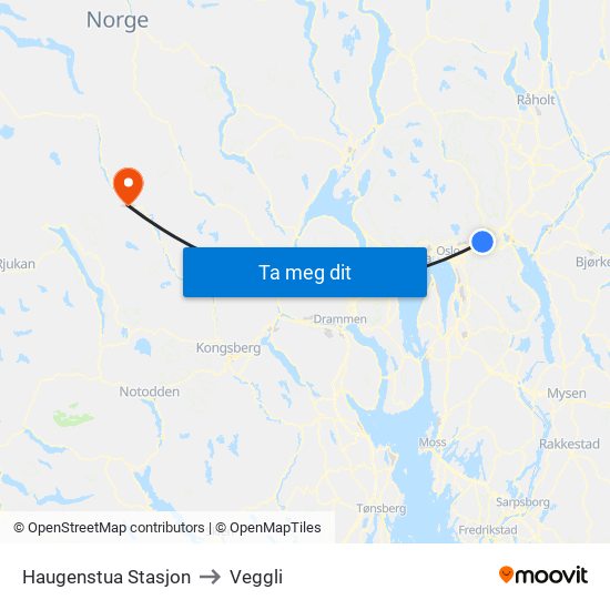 Haugenstua Stasjon to Veggli map