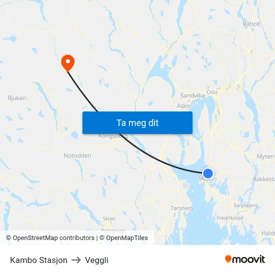 Kambo Stasjon to Veggli map