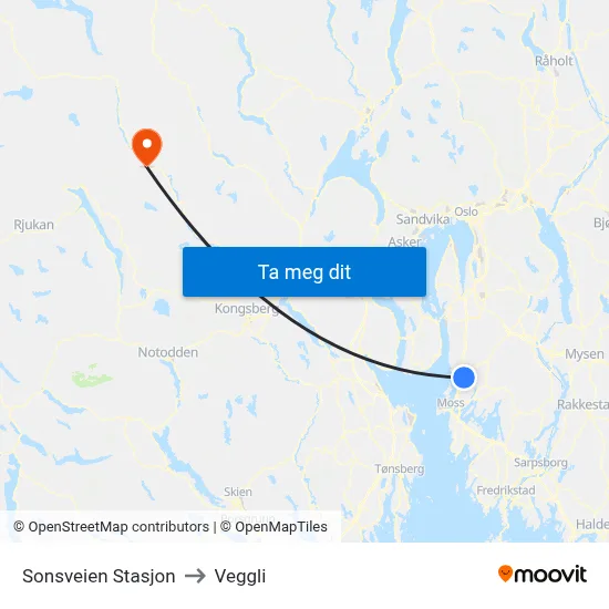 Sonsveien Stasjon to Veggli map