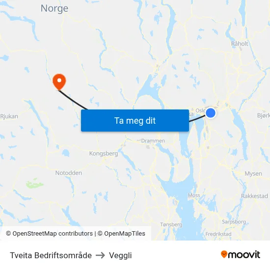 Tveita Bedriftsområde to Veggli map