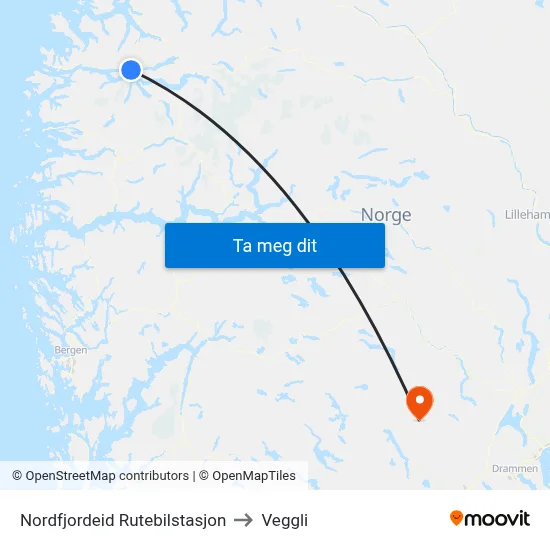 Nordfjordeid Rutebilstasjon to Veggli map