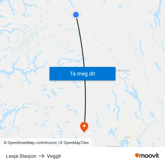 Lesja Stasjon to Veggli map