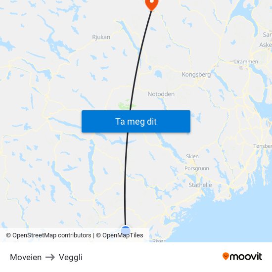 Moveien to Veggli map